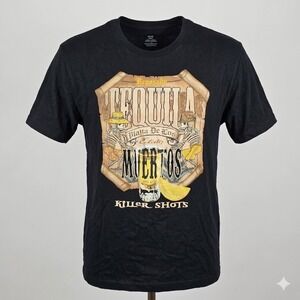 Tequila Muertos Killer Shots Shirt 3XL Black Day of the Dead Skulls Party Tee